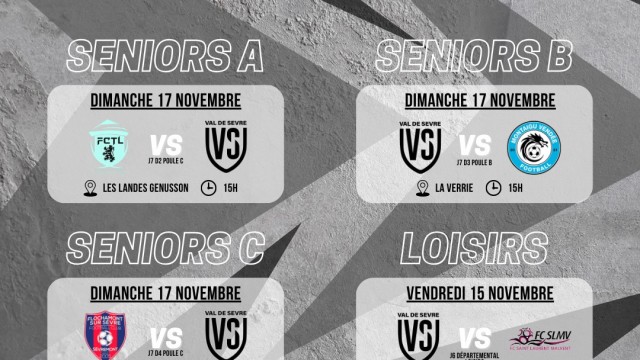 Programme Match 16-17 Novembre 24-25 Séniors