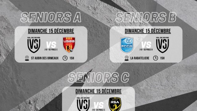 Programme Match 14-15 Décembre 2024 Séniors