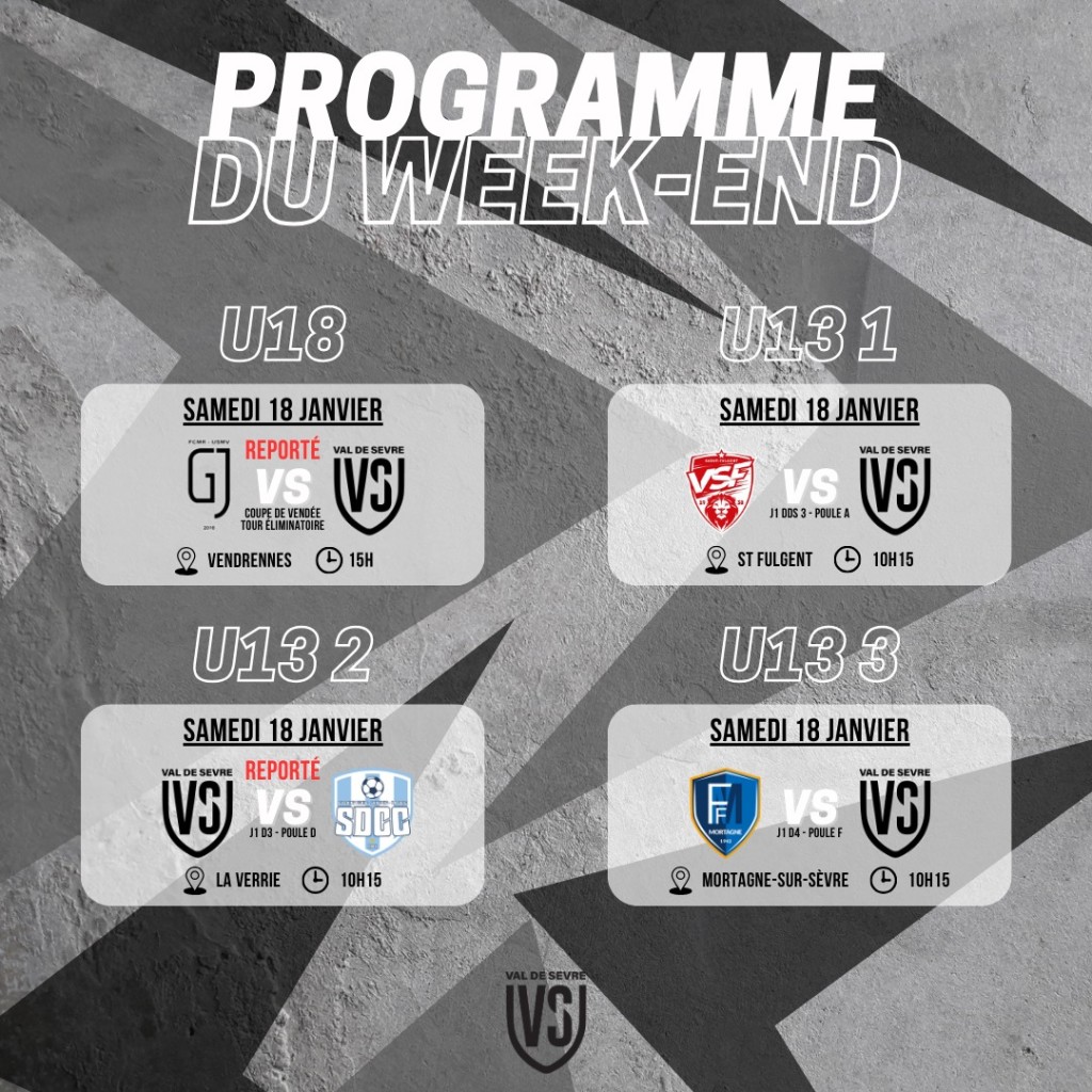 Programme Match 18-19 Janvier 24-25