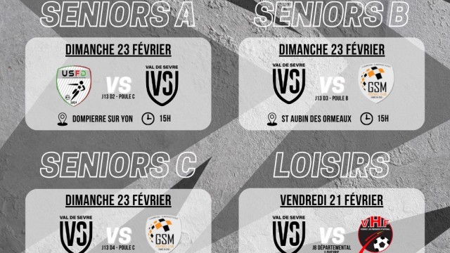 Programme Match 22-23 Février 24 Séniors